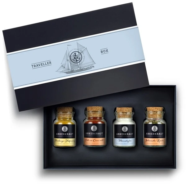 Ankerkraut Geschenkset 'Traveller Box' Mit 4 Korkengläsern 1 Ankerkraut Geschenkset 'Traveller Box' Mit 4 Korkengläsern
